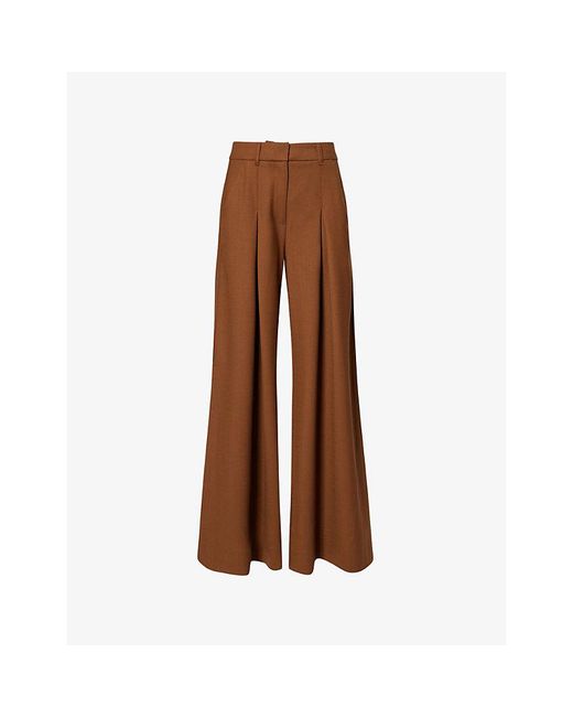 ME+EM Brown Ultimate Wide-Leg Pleat-Front Woven Trousers