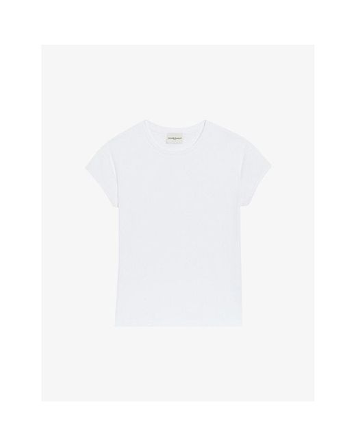 Claudie Pierlot White Round-neck Short-sleeved Cotton T-shirt