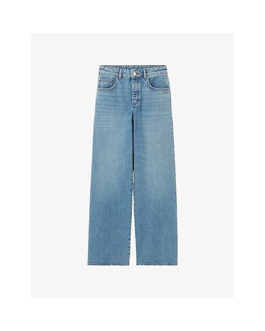 Claudie Pierlot Blue Wide-Leg Faded-Wash Denim Jeans