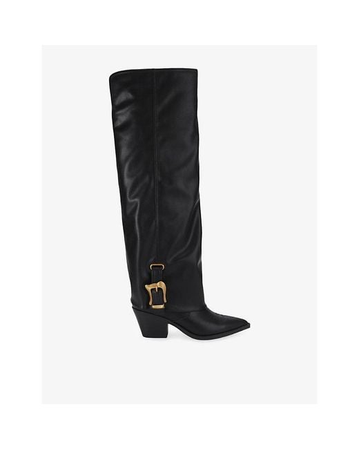 Steve Madden Black Sorcere Faux-Leather High Boots