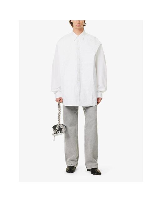 Y. Project White Scrunched Brand-embroidered Cotton Shirt for men