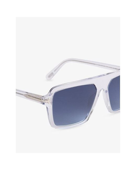 Tom Ford Blue Ft1204 Stavros Pilot-Frame Metal Sunglasses for men
