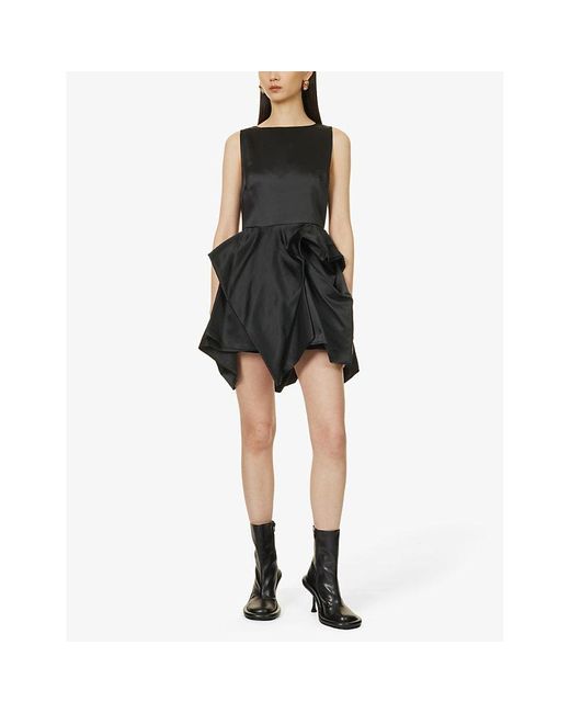 J.W. Anderson Black Asymmetric-hem Slim-fit Woven Mini Dress