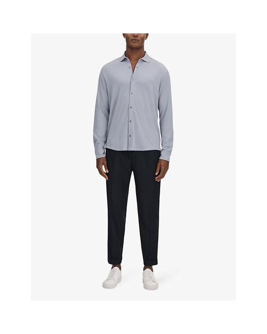 Reiss Blue Corsica Regular-fit Textured Stretch-cotton Shirt for men