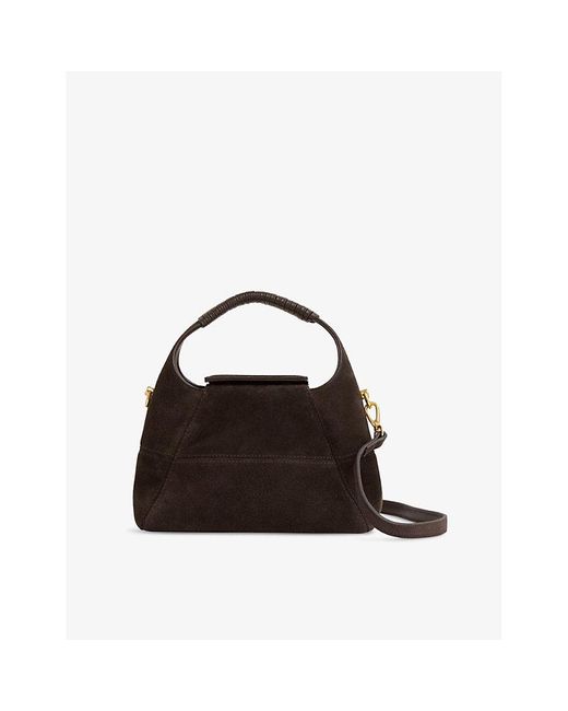 Reiss Black Octavia Suede Top-Handle Bag
