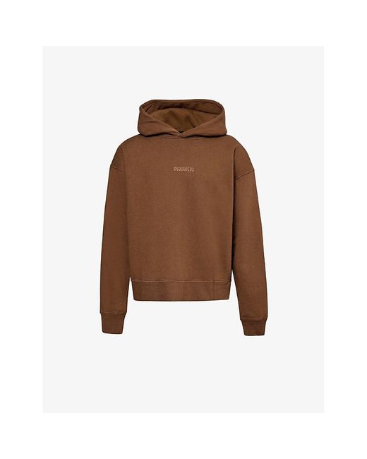 DSquared² Brown Logo-print Relaxed-fit Cotton-jersey Hoody X for men