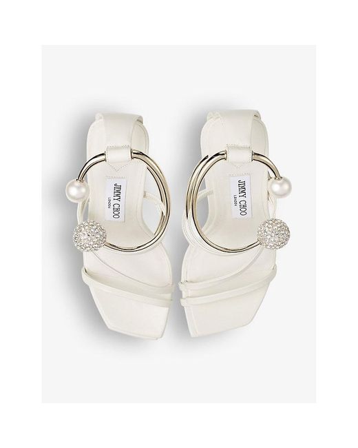 Jimmy Choo White Ottilia 90 Pearl And Crystal-embellished Leather Heeled Sandals 2.