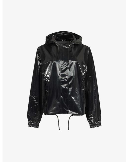 Rains Black Drawstring-hood Coat Shell Jacket