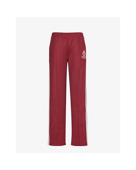 Sporty & Rich Crown Logo-embroidered Woven Track jogging Bottoms