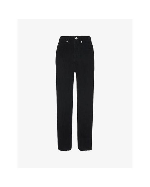 Whistles Black Corduroy-Textured Barrel-Leg High-Rise Jeans