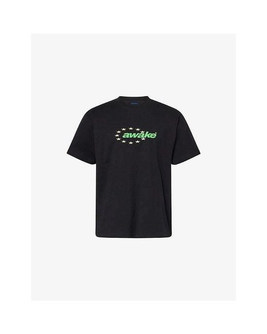 AWAKE NY Black Stars Logo-Print Cotton T-Shirt for men