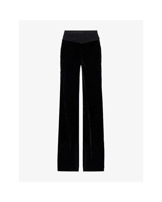 Rick Owens Black Bias Wide-Leg Velvet Trousers