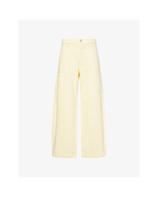 FRAME Yellow The Bow Cargo Cotton Denim Jeans