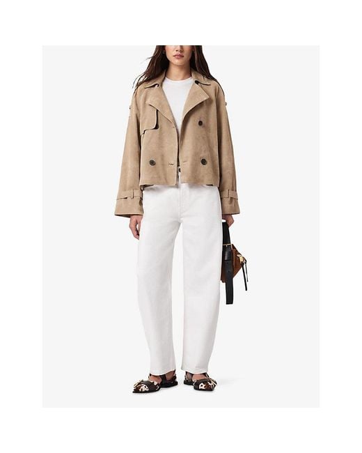 AllSaints Natural Reed Belted-Waist Suede Jacket