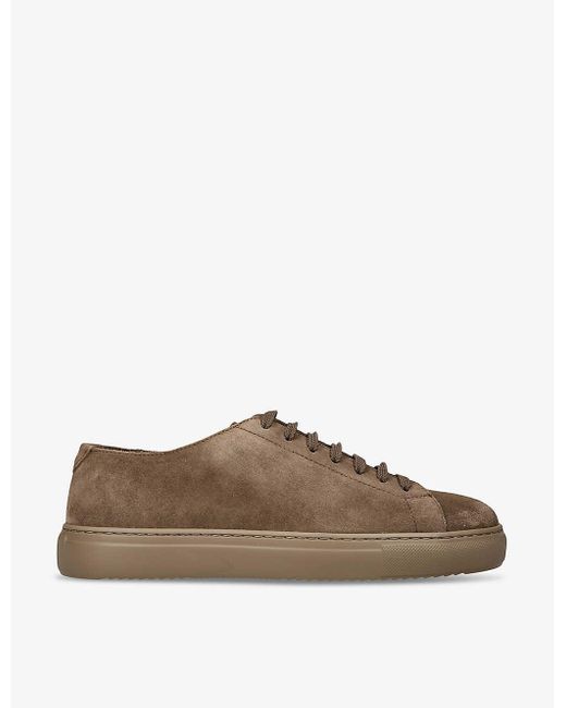 Doucal's Brown Panelled Tonal Suede Low-top Trainers for men