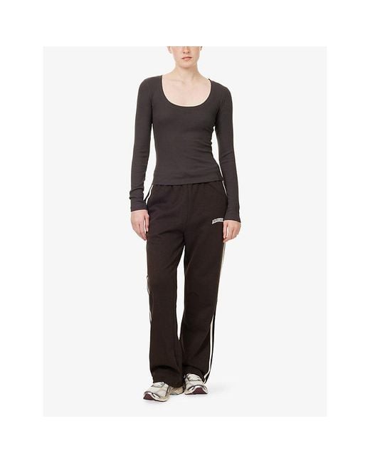 ADANOLA Black Ribbed Long-Sleeve Stretch-Modal Top