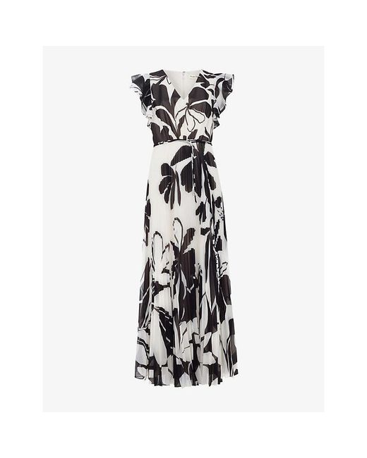 Phase Eight Black Petite Uma Floral-Print Woven Maxi Dress