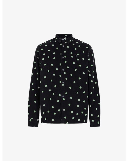 AllSaints Black Ocular Polka-dot Organic-cotton Shirt for men