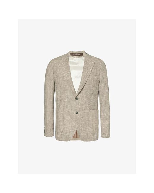 Oscar Jacobson Natural Ferry Patch-pocket Single-breasted Stretch-cotton Blazer for men
