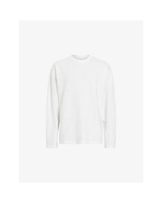 AllSaints White Aspen Long-sleeved Cotton T-shirt for men