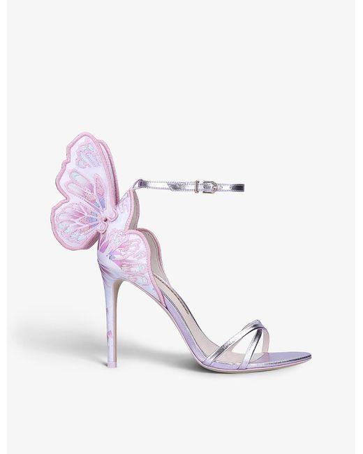 Sophia Webster Chiara Wing-embellished Leather Heeled Sandals in Pink ...