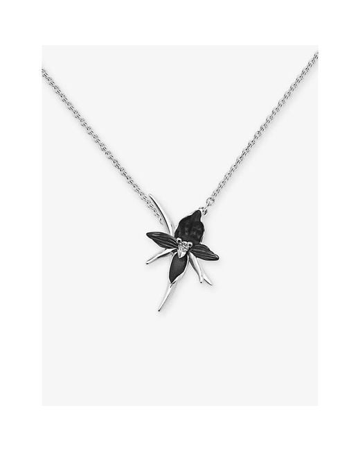 Shaun Leane Metallic Orchid Sterling- And 0.016Ct Diamond Flower Necklace