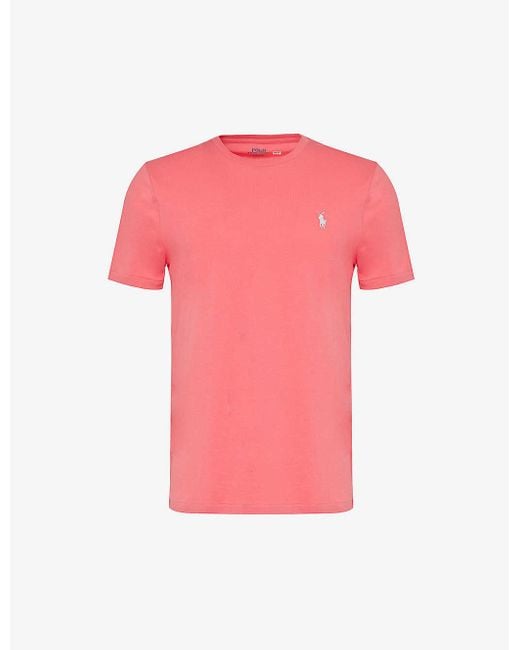 Polo Ralph Lauren Pink Brand-embroidered Short-sleeve Cotton-jersey T-shirt for men