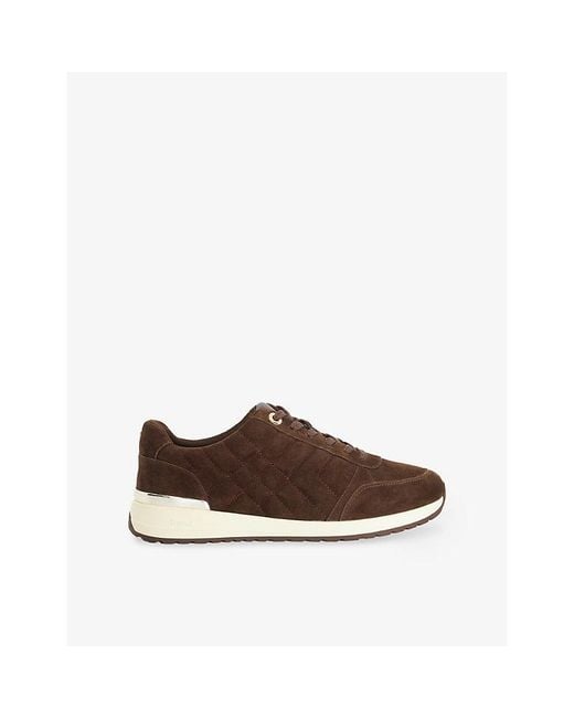 Dune Brown Evelie Quilted Suede Trainers