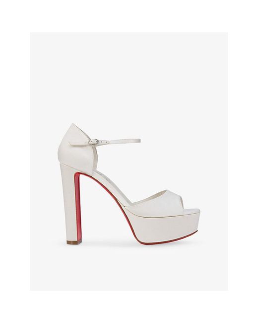 Christian Louboutin White Sandaloo 130 Satin-Crepe Heeled Sandals