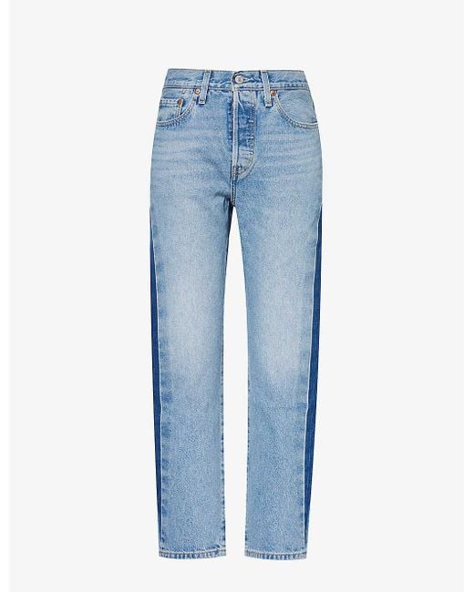 Levi's Blue 501 Cropped-leg High-rise Jeans