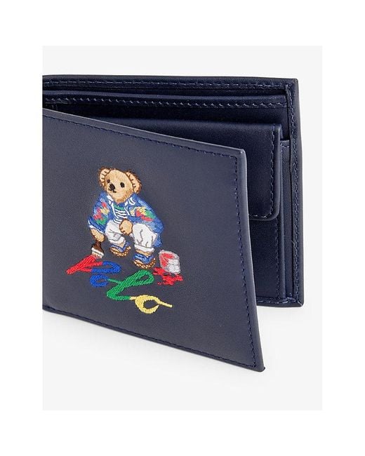 Polo Ralph Lauren Blue Billfold Logo-embroidered Leather Wallet for men