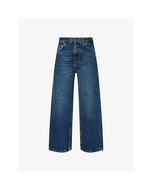 ME+EM Blue Straight-Leg Cropped Relaxed Denim Jeans