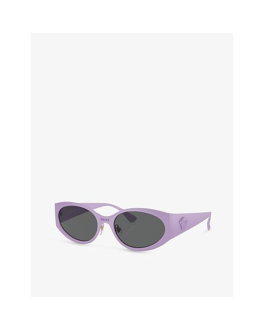 Versace Gray Ve2263 Oval-frame Acetate Sunglasses