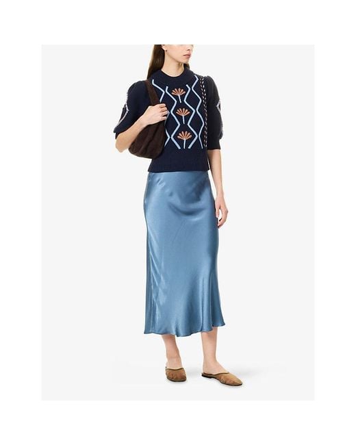 Rails Blue Addy Floral-Embroidered Cotton-Blend Jumper
