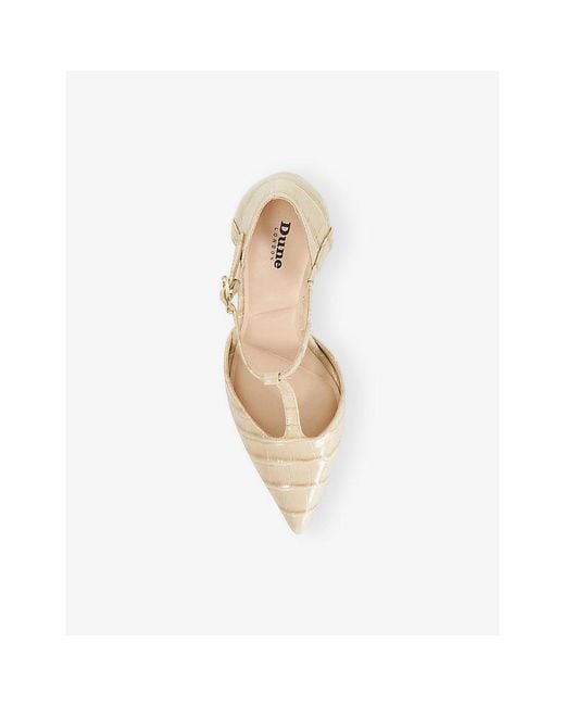 Dune White Castered Heeled Leather Courts