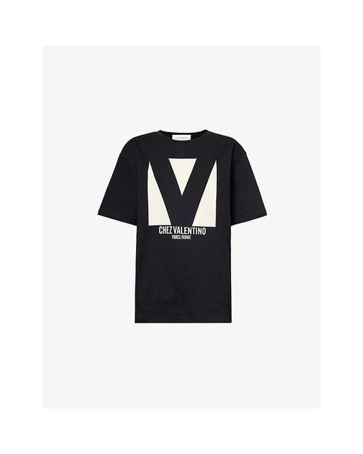 Valentino Garavani Black Chez Brand-Print Cotton-Jersey T-Shirt