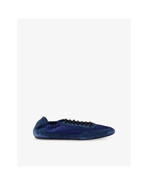Prada Blue Collapse Re-Nylon And Suede Low-Top Trainers for men