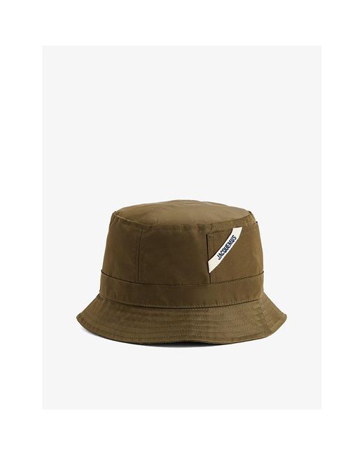 Jacquemus Green Le Bob Ovalie Brand-embroidered Shell Bucket Hat