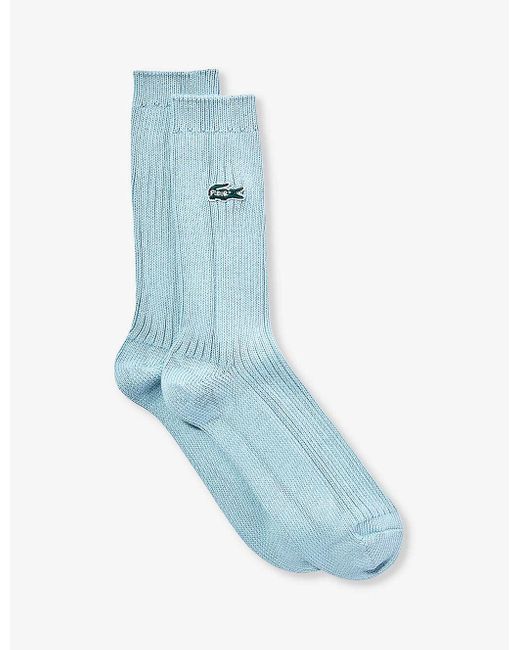 Lacoste Blue Le Fleur* X Logo-embroidered Stretch-cotton Blend Socks for men