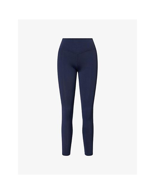 L.A-Space Blue Connecticut Embroidered-Logo Stretch-Jersey Leggings