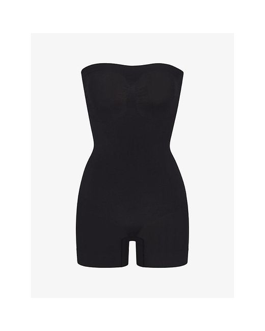 Skims Black Sculpt Strapless Ruched Stretch-woven Body X