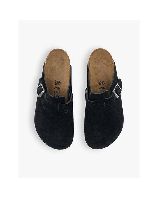 Birkenstock Black Boston Logo-Embossed Suede Clogs for men