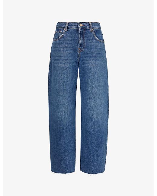 7 For All Mankind Blue Bonnie Curvilinear Wide-leg Mid-rise Stretch-denim Jeans