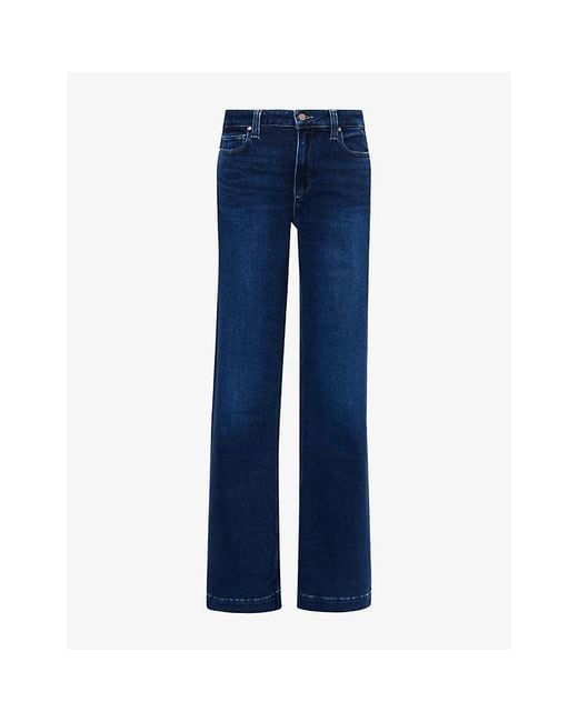PAIGE Blue Leenah 34.5-Inch Wide-Leg Denim Jeans
