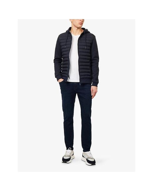 Arne Blue Hybrid Hooded Quilted Woven Jacket for men