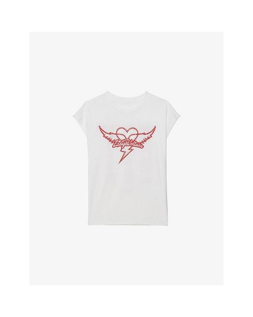Zadig & Voltaire White Cloe Rhinestone-Embellished Cotton Tank