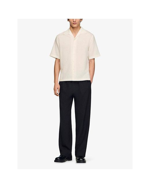 Sandro Natural Short-Sleeved Cotton And Linen Shirt for men