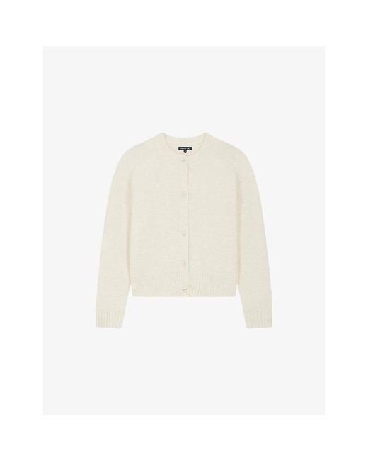Soeur White Lyne Ribbed-Trim Wool-Blend Knitted Cardigan