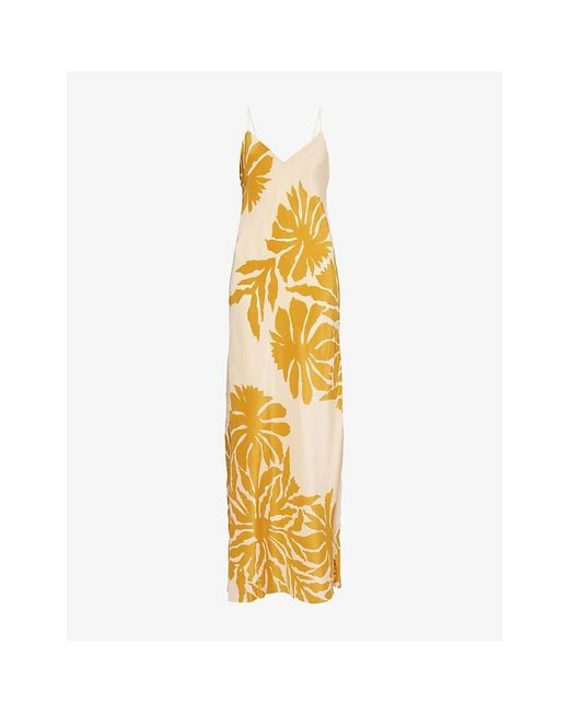 Johanna Ortiz Metallic Tropical Harmony Floral-Print Silk Maxi Dress