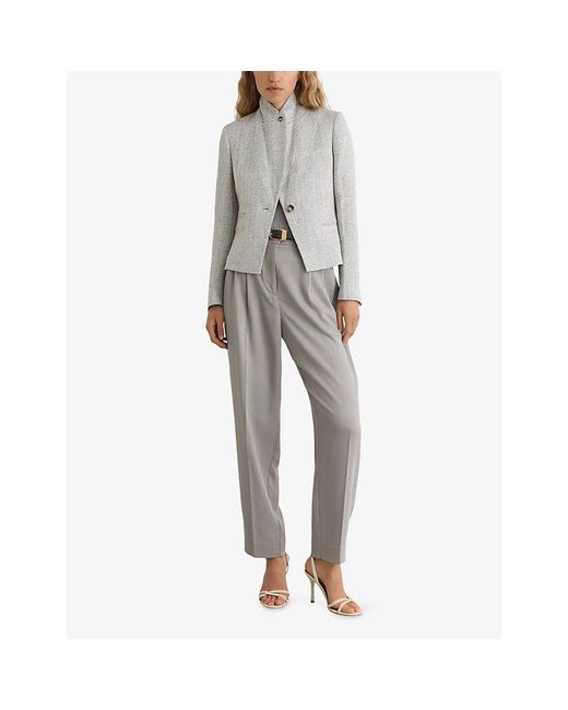 Reiss Gray Clay Tapered-Leg Lyocell Trousers